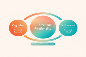 Diagram illustrating bi-directional relationality as a continuous reciprocal exchange between organism and environment within the Innate Entitlement Framework™