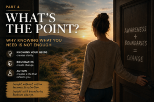 person standing grounded at a threshold, representing the shift from awareness to action through boundaries.